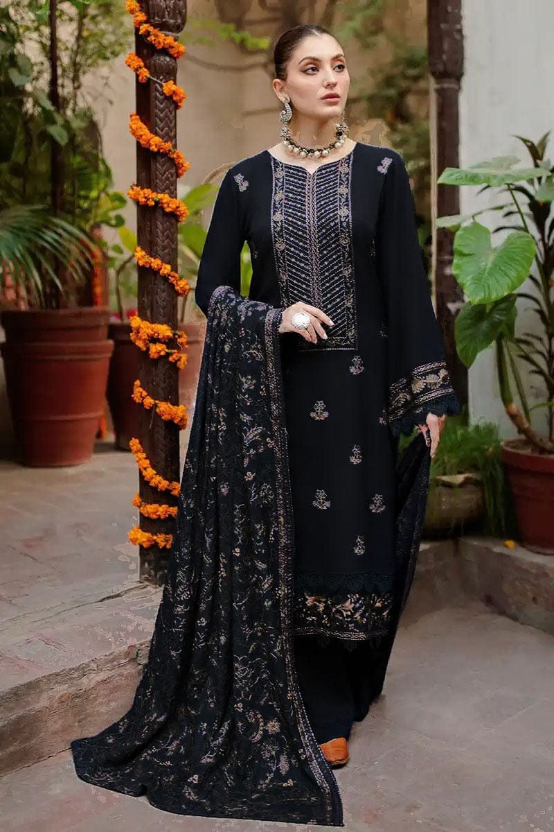 Bareeze Black Embroidered Dhanak Three Piece Winter Collection