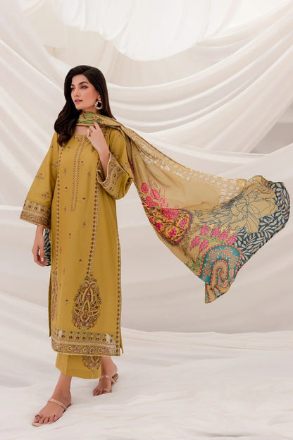 Nishat Embroidery Mustard Dhanak 3pc Suit By Alif Collection.PK