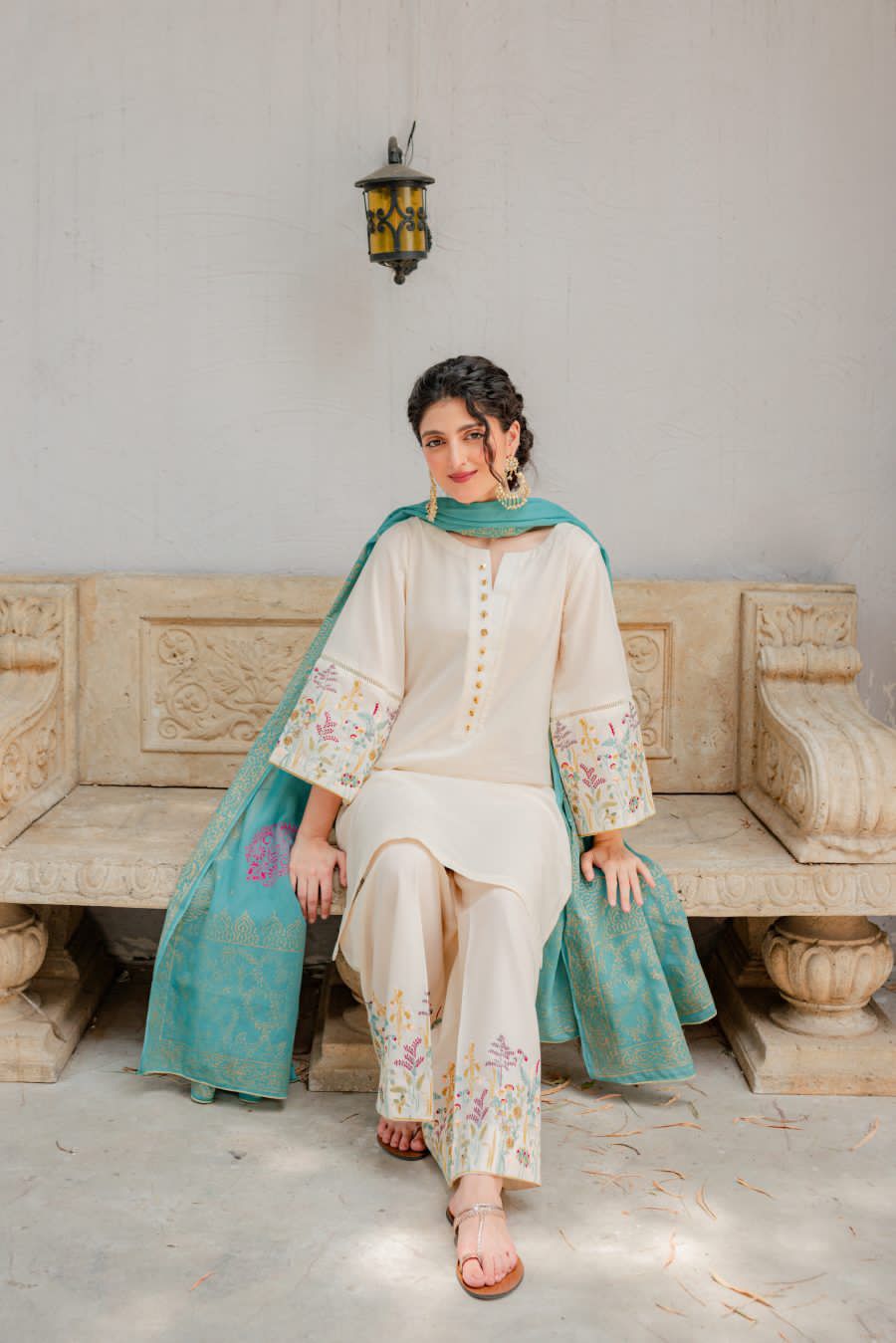 Alif Collection Dhanak Embroidered 3pc With Woolen Shawl