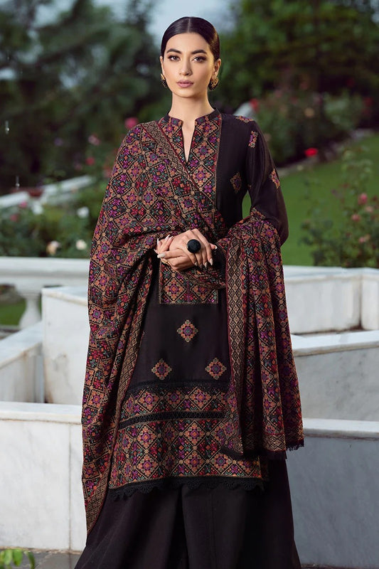 Bareeze Black Embroidered Dhanak Three Piece Winter Collection