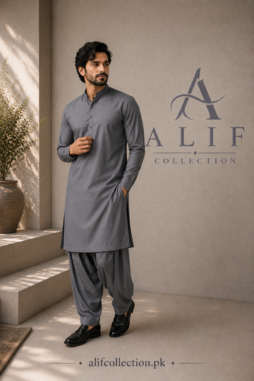 Premium Wash & Wear | Smoke Grey ALIF Collection