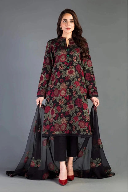 Bareeze Black Embroidered Three Piece Lawn Alif Collection