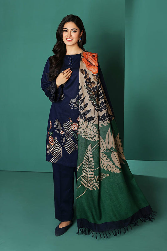 Nishat Blue Lawn Embroidered three piece NS-6921